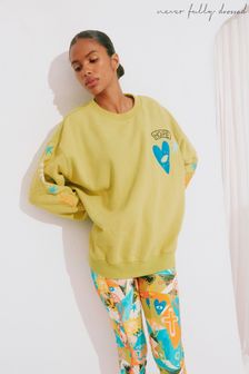 Green Never Fully Dressed Cotton Embroidered Sweatshirt