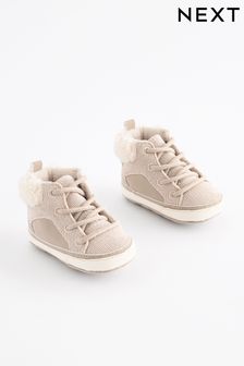 Neutral Warm Lined Lace-Up Baby Boots (0-24mths)