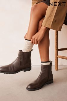 Chocolate Brown Forever Comfort® Leather Chelsea Ankle Boots