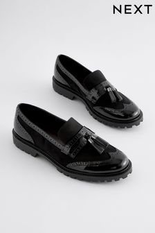 Black Mix Forever Comfort® Tassel Detail Cleated Chunky Loafer Shoes