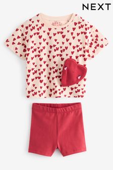 Pink Heart Bag T-Shirt & Cycle Shorts Set (3mths-7yrs)