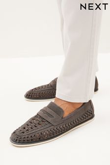 Grey Weave Loafers