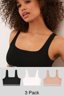 Black/Nude/Cream Cotton Crop Top 3 Pack