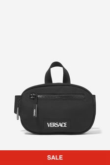 حقيبة حزام سوداء بشعار للأطفال من Versace
