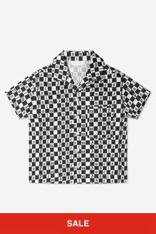 Palm Angels Cream Boys Checkerboard Print Shirt