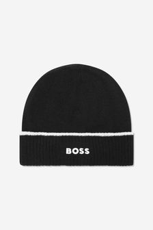 BOSS Baby Boys Knitted Logo Hat in Black