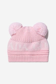 Canada Goose 赤ちゃんの女の子ダブルポンポン帽子ピンク