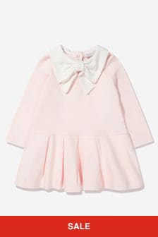 Patachou ピンクの赤ちゃんの女の子の長袖のドレス