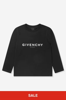 Givenchy Boys Long Sleeve Logo Print T-Shirt in Black