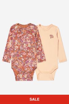 Molo Baby Girls Organic Cotton Bodysuit Set in Pink 2 Pack