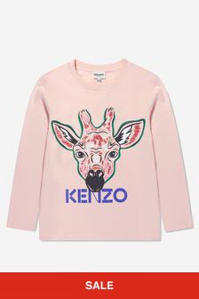 KENZO KIDS Girls Organic Cotton Long Sleeve Giraffe T-Shirt