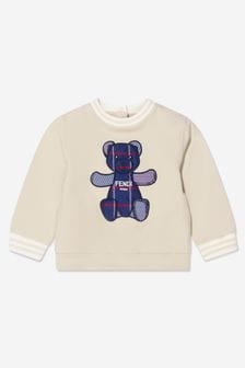 Fendi Kids Baby Teddy Bear Sweatshirt in Beige