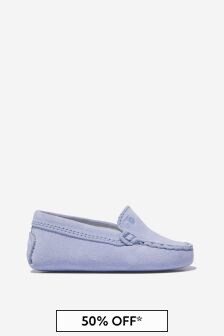 Tods Baby Unisex Suede Moccasin Shoes in Blue