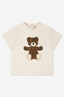 Fendi Kids Baby Teddy Bear T-Shirt in Cream
