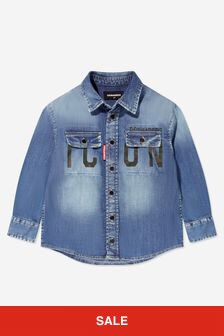 Dsquared2 Kids Boys Relax Icon Denim Shirt in Blue