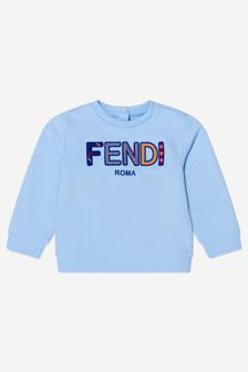 Fendi Kids Baby Logo Sweatshirt in Blue