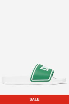 Dolce & Gabbana Kids Contrast Logo Sliders in Green