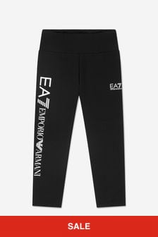 EA7 Emporio Armani Girls Logo Print Leggings in Black
