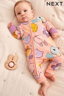 Lilac Purple/Blue Character Print Baby Footless Zip Sleepsuits 3 Pack (0mths-3yrs)
