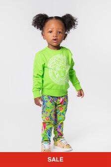 Versace 아기 소녀 그린 메두사 로고 스웨트 셔츠
