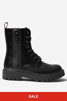 Tommy Hilfiger Girls Lace Up Boots in Black