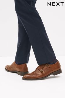 Tan Brown Double Monk Toe Cap Shoes