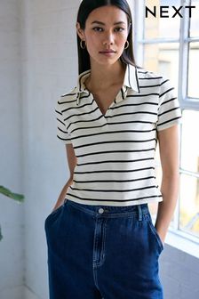 Neutral and Navy Stripe Polo Shirt