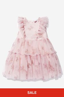 Monnalisa Baby Girls Tulle Teddy Bear Dress in Pink