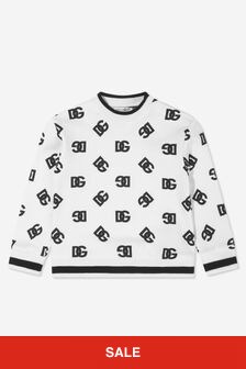 Dolce & Gabbana Kids Baby All Over Logo Sweatshirt in White
