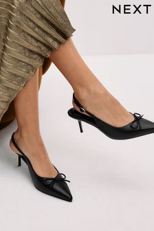 Black Forever Comfort Bow Slingback Heels