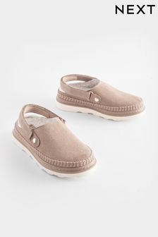 Neutral Beige Borg Lined Clogs