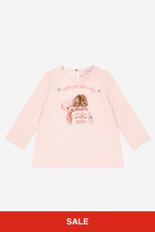Monnalisa Baby Girls Long Sleeve Maxi T-Shirt in Pink