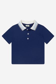 Fendi Kids Baby Boys Logo Polo Shirt in Blue