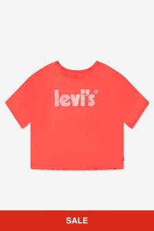 Levis Kidswear Girls Cotton Rolled Short Sleeve T-Shirt in Orange