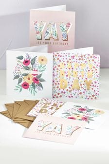 Pink 6 Pack Pink Floral Occasion Cards