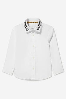 Burberry Kids Boys Long Sleeve Owen Shirt in White
