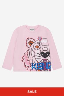 KENZO KIDS Girls Long Sleeve Tiger T-Shirt in Pink