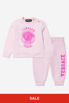 Versace Baby Girls Medusa Tracksuit in Pink