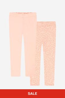 Guess Girls Reversible Leopard Print Leggings in Pink
