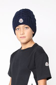 قبعة صوف محبوك بشعار للأولاد من Moncler Enfant