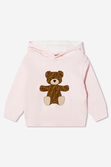 Fendi Kids Baby Girls Teddy Bear Hoodie in Pink