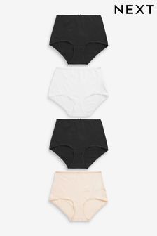 Black/White/Nude Cotton Rich Knickers 4 Pack