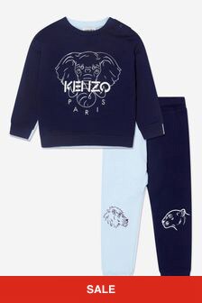 بدلة رياضية كحلي ألوان متعارضة ذات وجهين للأولاد البيبي من Kenzo Kids