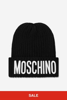 قبعة منسوجة صوف بشعار للأطفال من Moschino