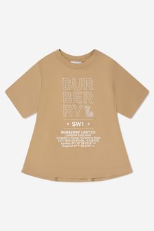 Burberry Kids Girls Gaia Logo Print T-Shirt in Beige