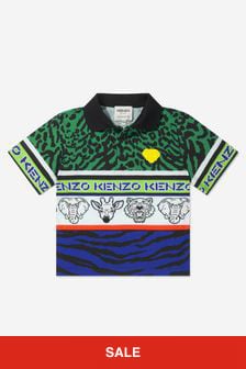 KENZO KIDS Boys Animal Print Polo Shirt in Black