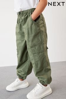 Khaki Green Parachute Cargo Cuffed Trousers (3-16yrs)