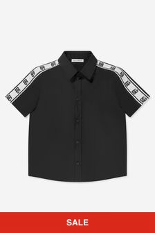 Dolce & Gabbana Kids Boys Short Sleeve Logo Tape Shirt in Black