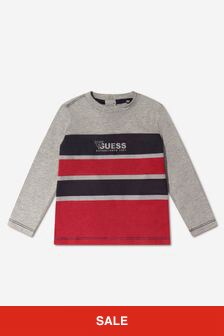 Guess Baby Boys 長袖ロゴ T シャツ in レッド