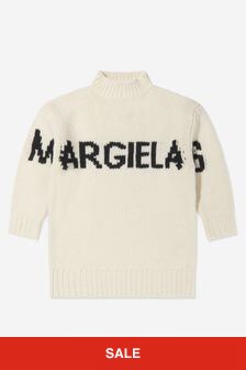 MM6 Maison Margiela キッズ ウール ニット ホワイト セーターワンピース